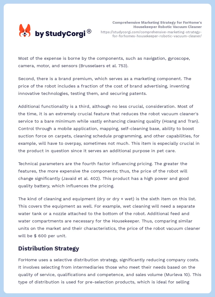 Comprehensive Marketing Strategy for ForHome's Housekeeper Robotic Vacuum Cleaner. Page 2