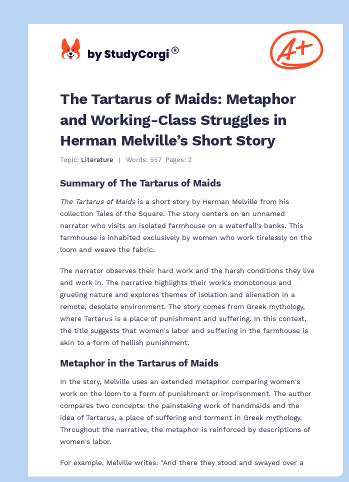 The Tartarus of Maids: Metaphor and Working-Class Struggles in Herman Melville’s Short Story. Page 1