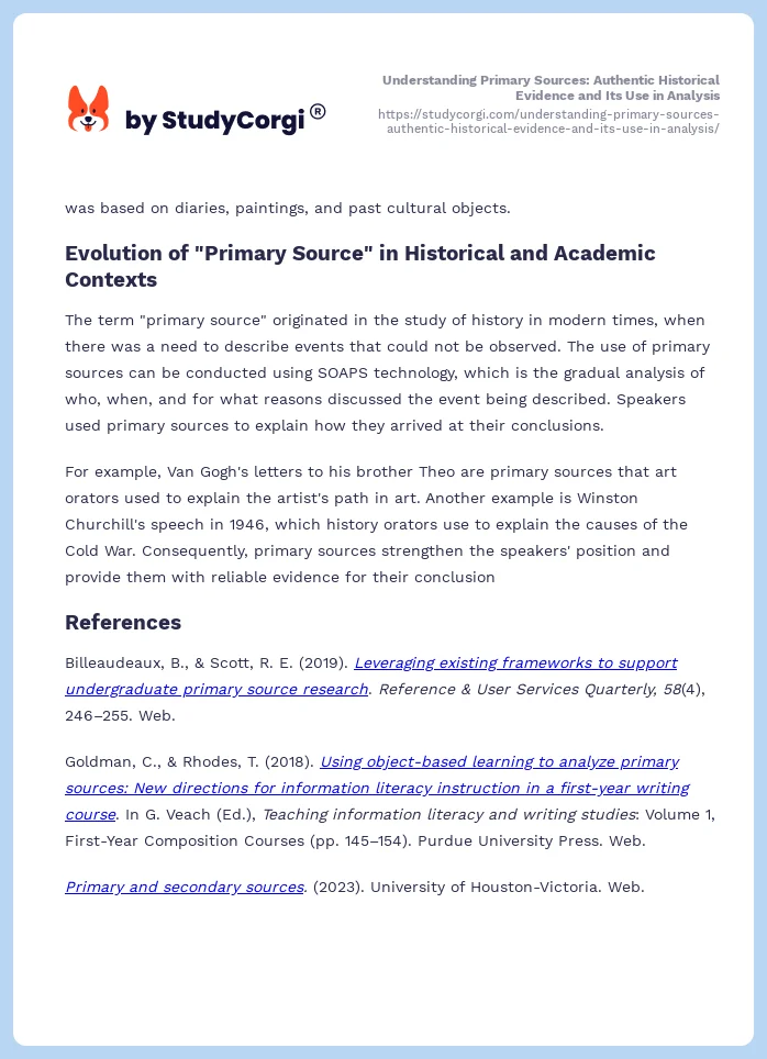 Understanding Primary Sources: Authentic Historical Evidence and Its Use in Analysis. Page 2