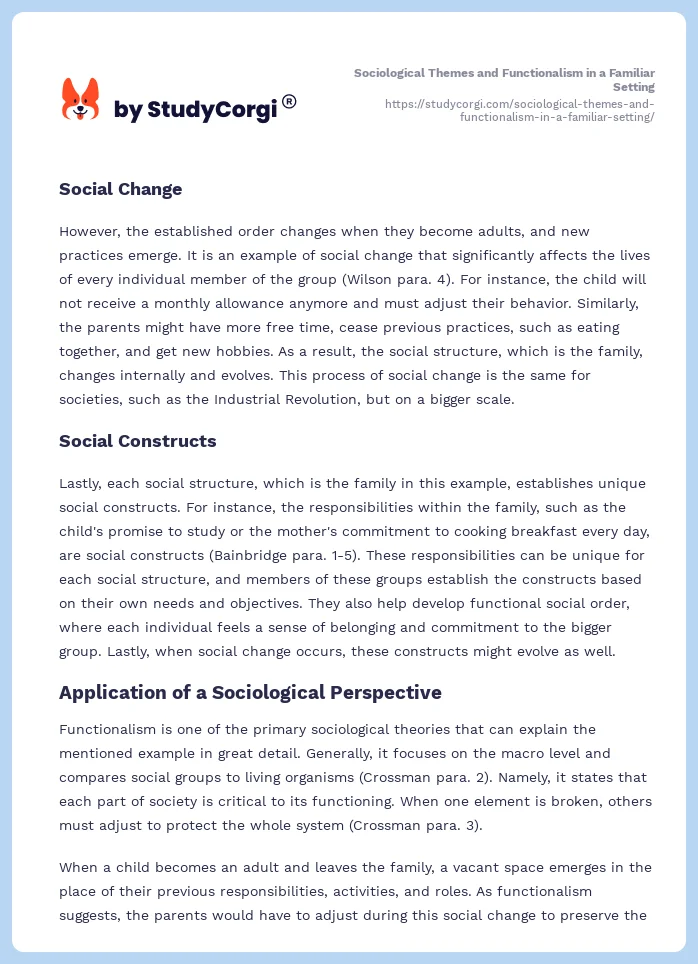 Sociological Themes and Functionalism in a Familiar Setting. Page 2