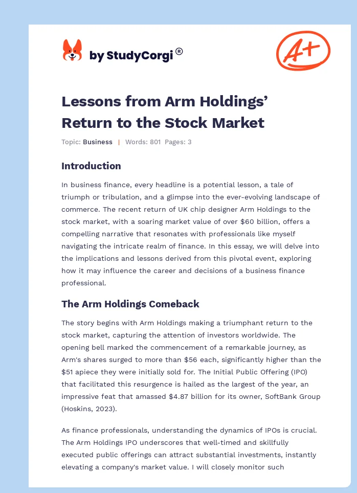 Lessons from Arm Holdings’ Return to the Stock Market. Page 1