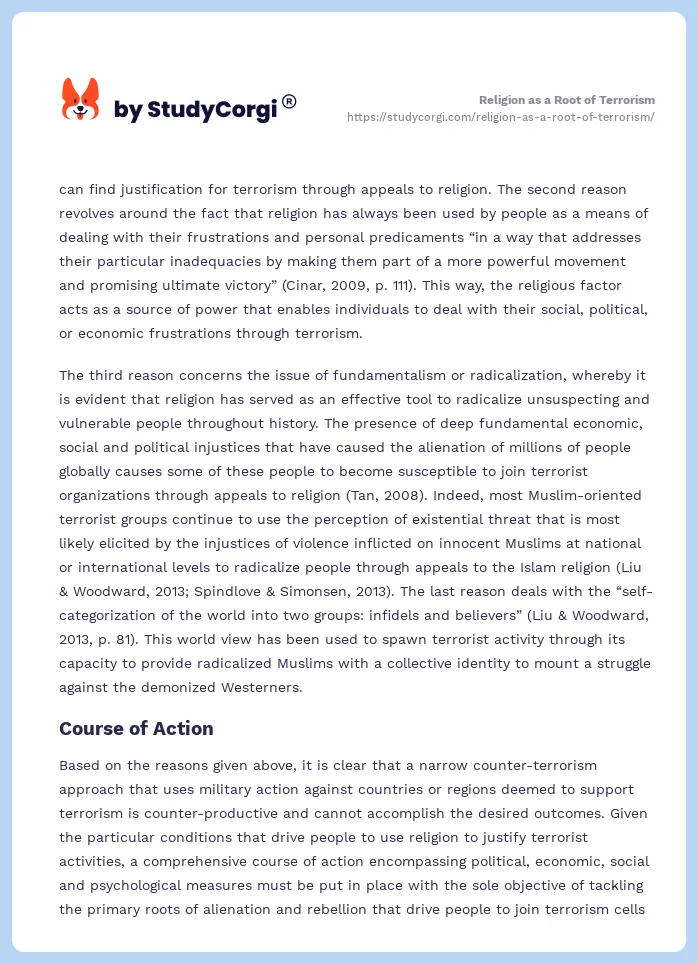 Religion as a Root of Terrorism. Page 2