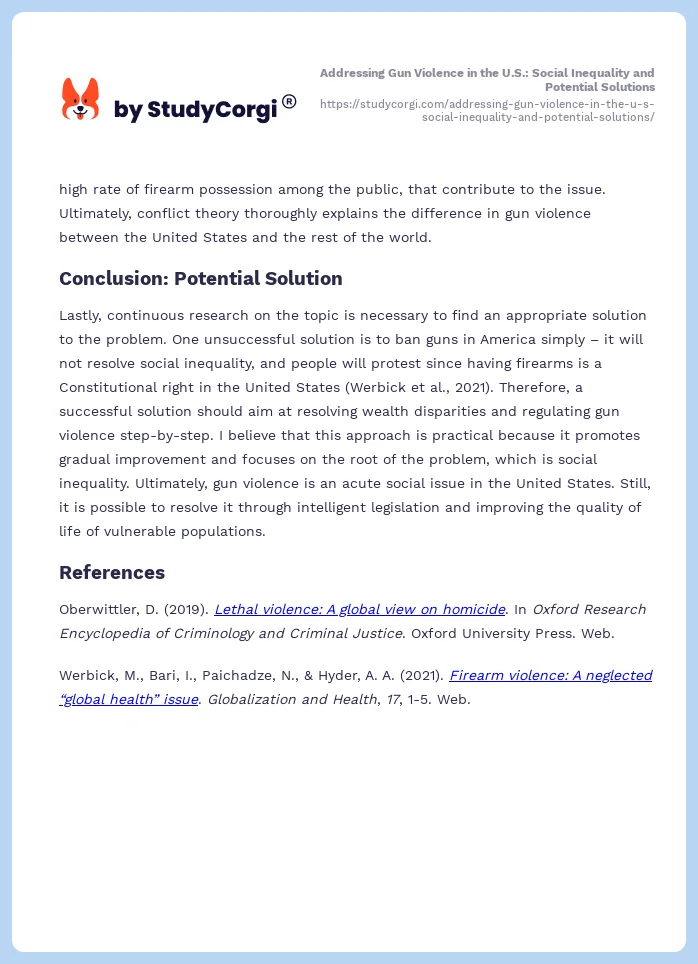 Addressing Gun Violence in the U.S.: Social Inequality and Potential Solutions. Page 2