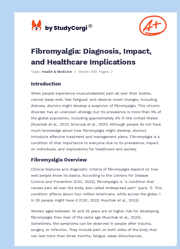 Fibromyalgia: Diagnosis, Impact, and Healthcare Implications. Page 1