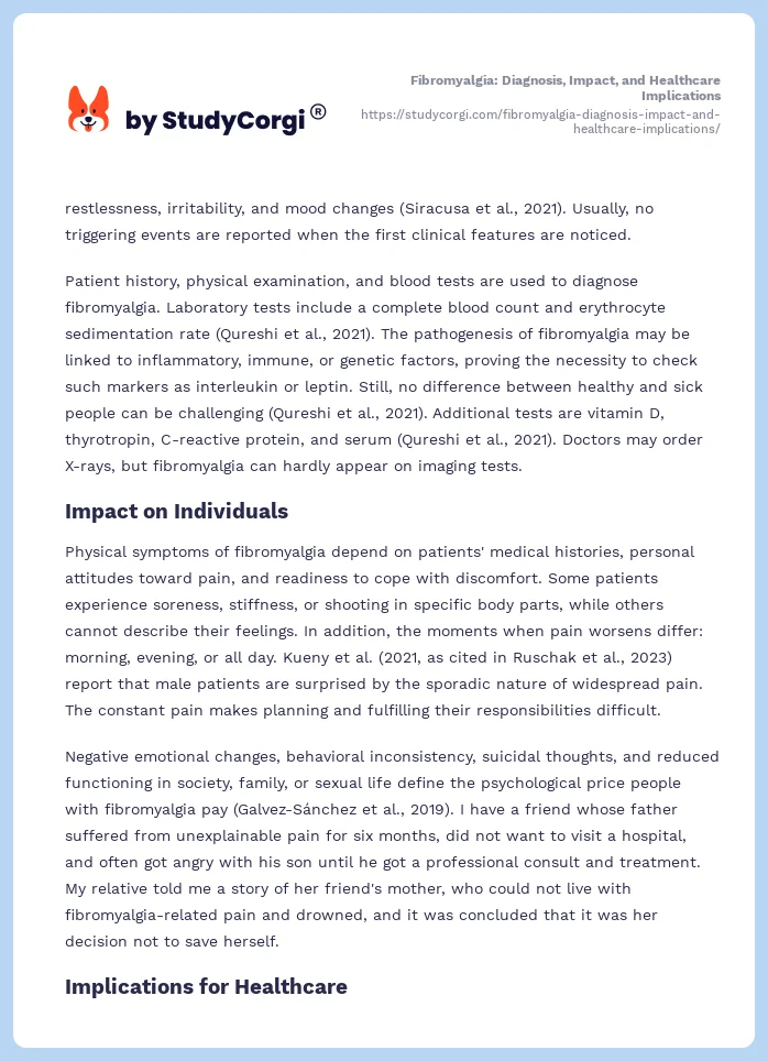 Fibromyalgia: Diagnosis, Impact, and Healthcare Implications. Page 2