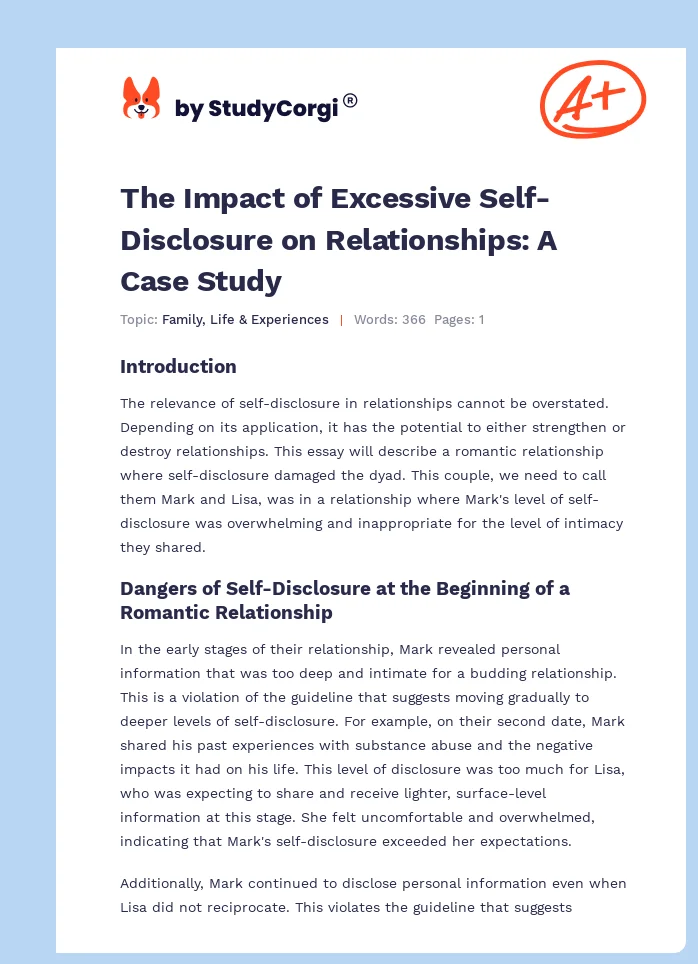 The Impact of Excessive Self-Disclosure on Relationships: A Case Study. Page 1