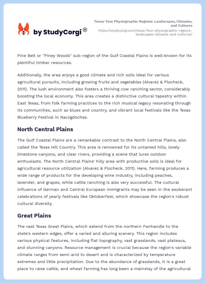 Texas' Four Physiographic Regions: Landscapes, Climates, and Cultures. Page 2