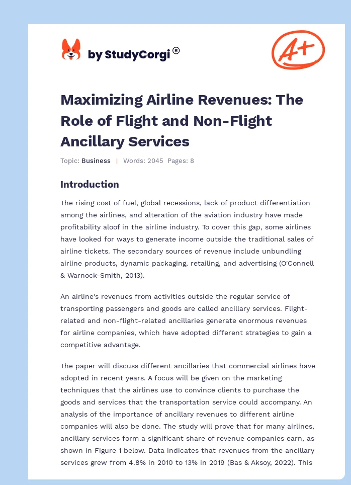 Maximizing Airline Revenues: The Role of Flight and Non-Flight Ancillary Services. Page 1