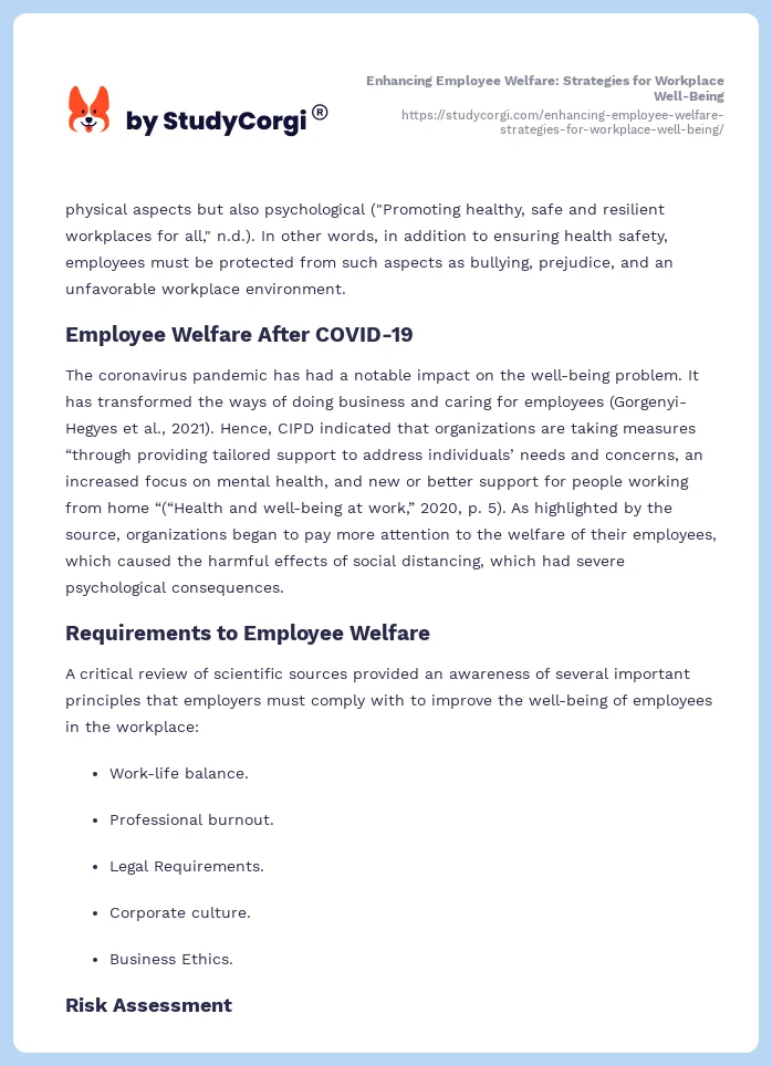 Enhancing Employee Welfare: Strategies for Workplace Well-Being. Page 2