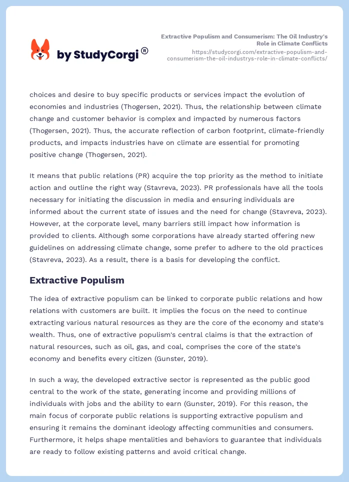 Extractive Populism and Consumerism: The Oil Industry's Role in Climate Conflicts. Page 2