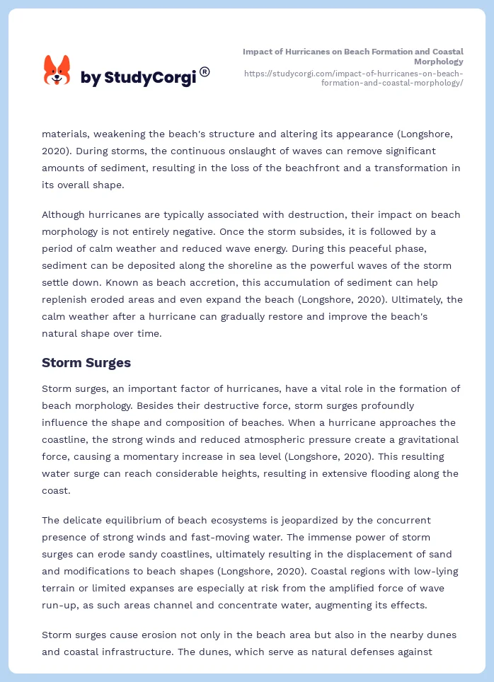 Impact of Hurricanes on Beach Formation and Coastal Morphology. Page 2