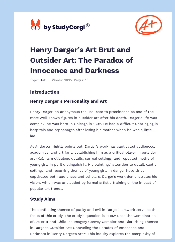 Henry Darger’s Art Brut and Outsider Art: The Paradox of Innocence and Darkness. Page 1