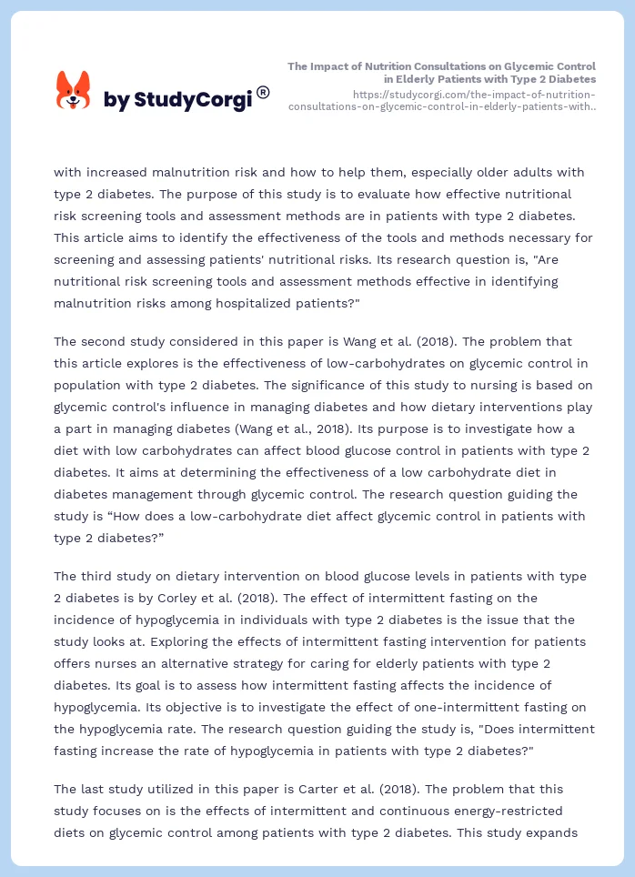 The Impact of Nutrition Consultations on Glycemic Control in Elderly Patients with Type 2 Diabetes. Page 2