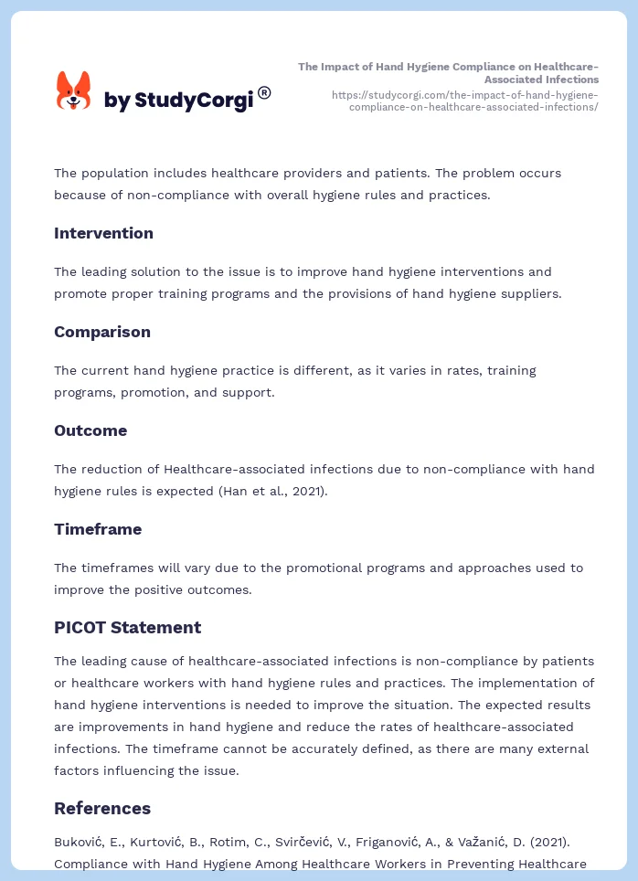 The Impact of Hand Hygiene Compliance on Healthcare-Associated Infections. Page 2