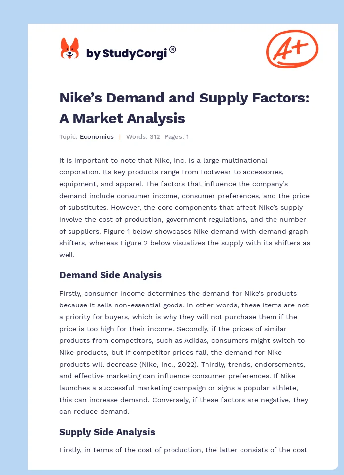 Nike’s Demand and Supply Factors: A Market Analysis. Page 1