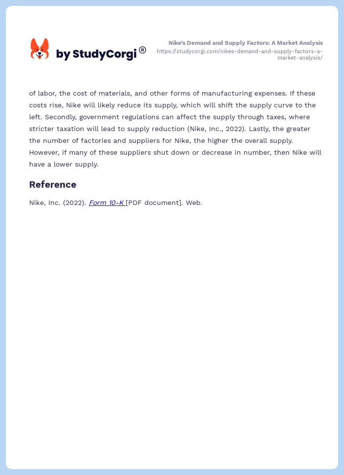 Nike’s Demand and Supply Factors: A Market Analysis. Page 2