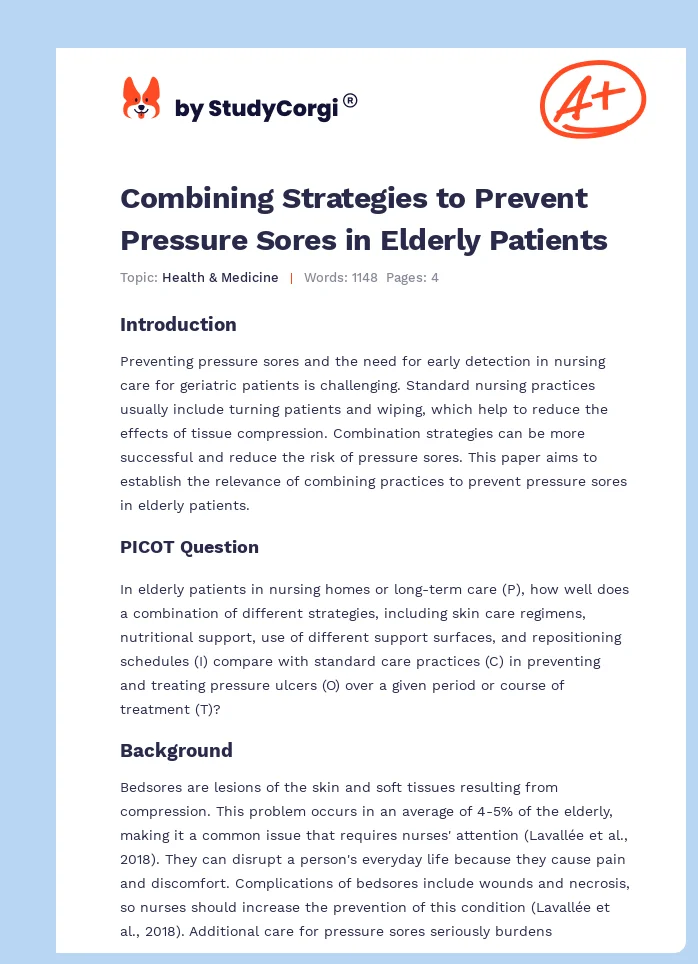 Combining Strategies to Prevent Pressure Sores in Elderly Patients. Page 1