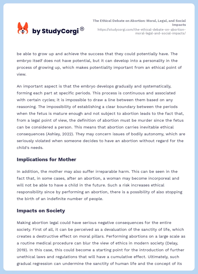 The Ethical Debate on Abortion: Moral, Legal, and Social Impacts. Page 2