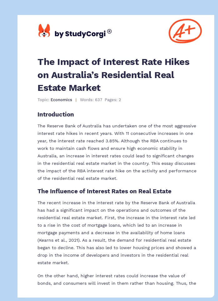 The Impact of Interest Rate Hikes on Australia’s Residential Real Estate Market. Page 1