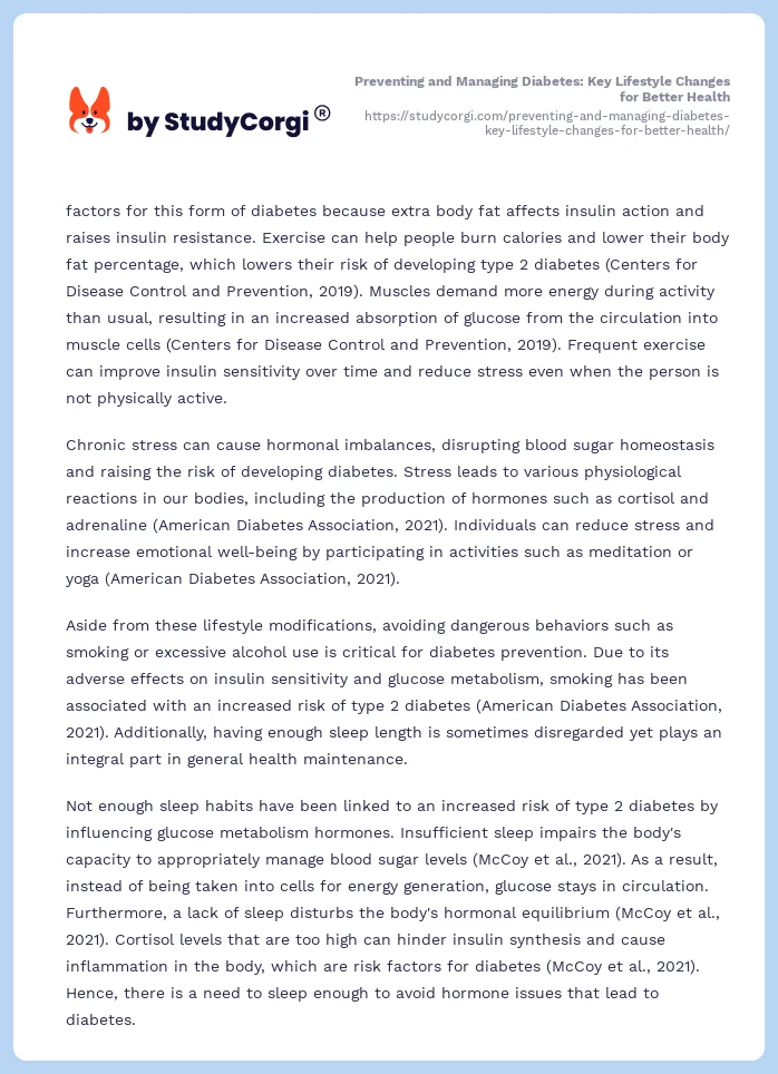 Preventing and Managing Diabetes: Key Lifestyle Changes for Better Health. Page 2