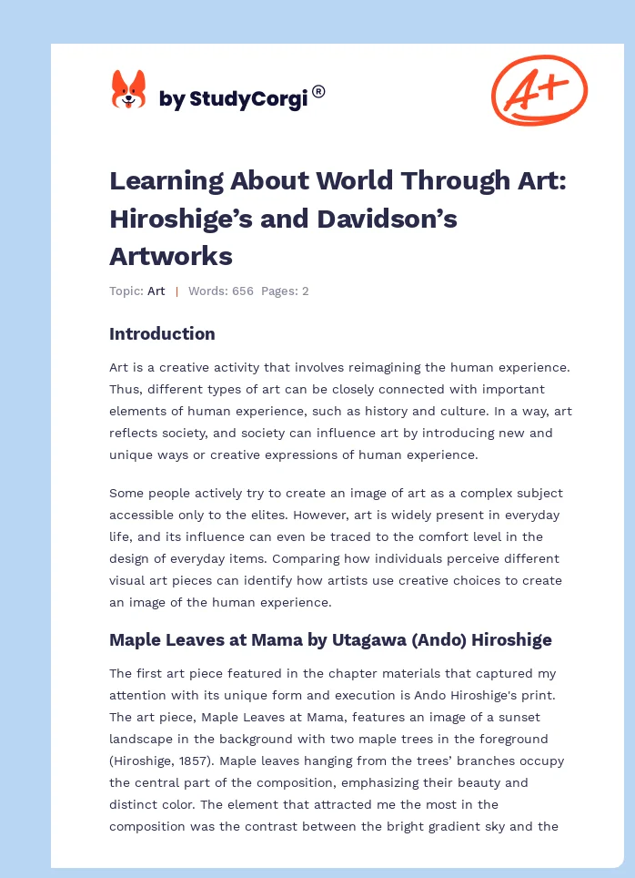 Learning About World Through Art: Hiroshige’s and Davidson’s Artworks. Page 1