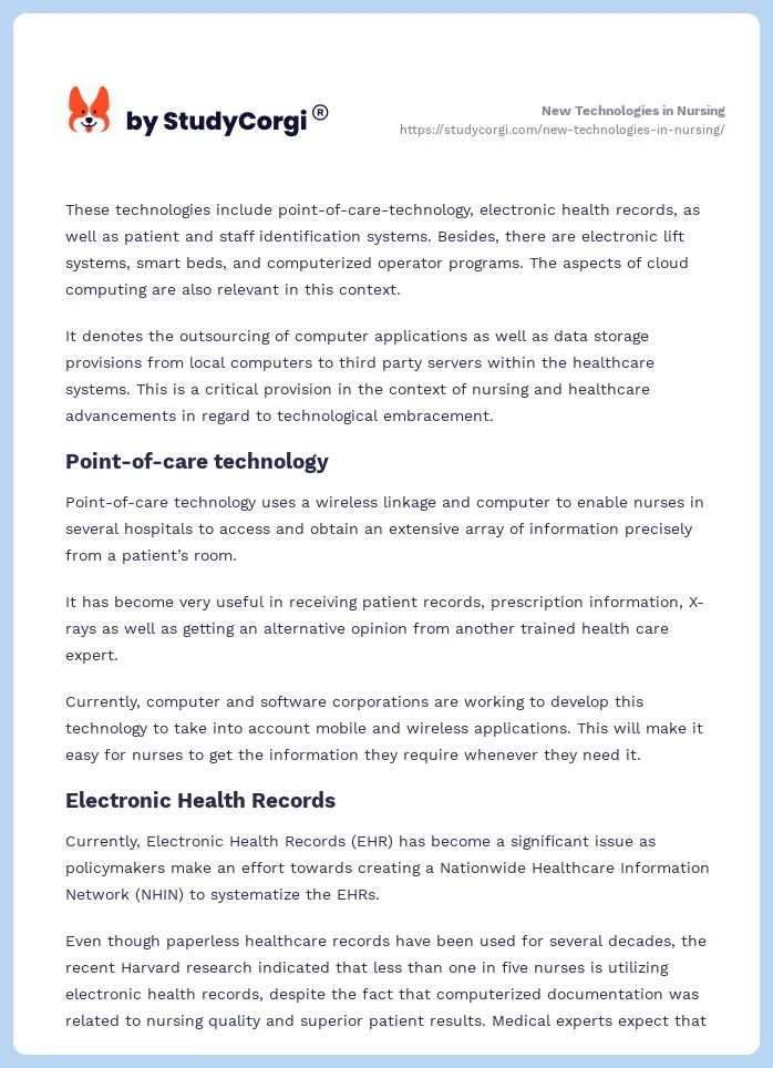 New Technologies in Nursing. Page 2
