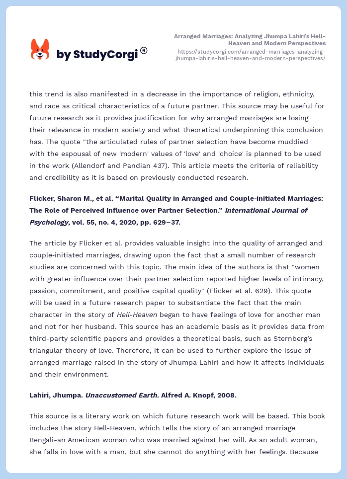 Arranged Marriages: Analyzing Jhumpa Lahiri’s Hell-Heaven and Modern Perspectives. Page 2