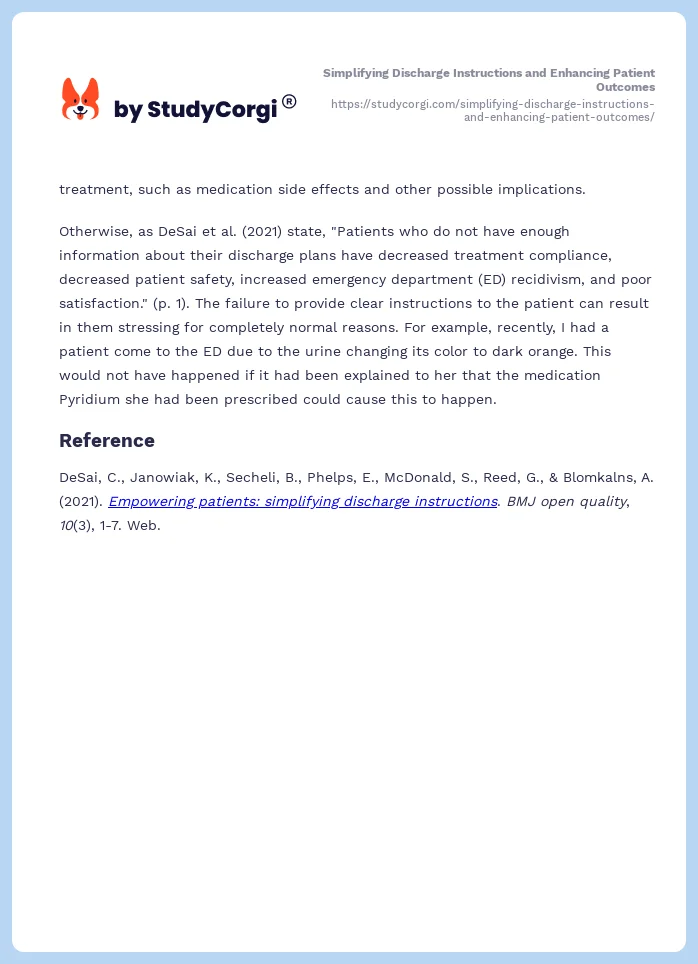 Simplifying Discharge Instructions and Enhancing Patient Outcomes. Page 2