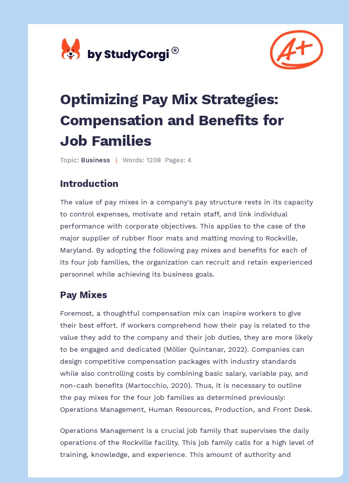 Optimizing Pay Mix Strategies: Compensation and Benefits for Job Families. Page 1