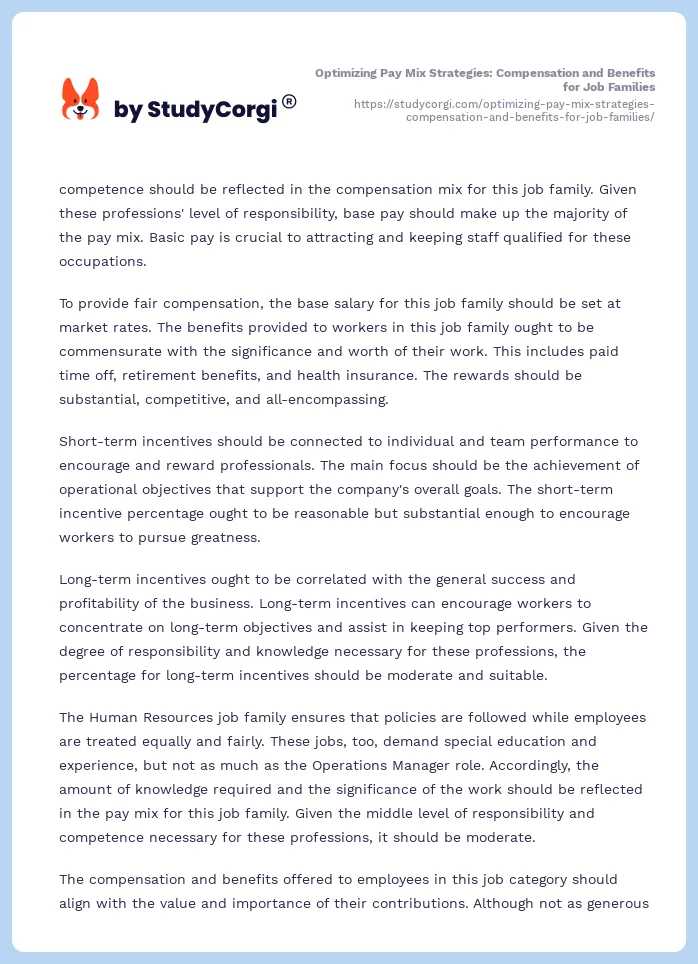 Optimizing Pay Mix Strategies: Compensation and Benefits for Job Families. Page 2