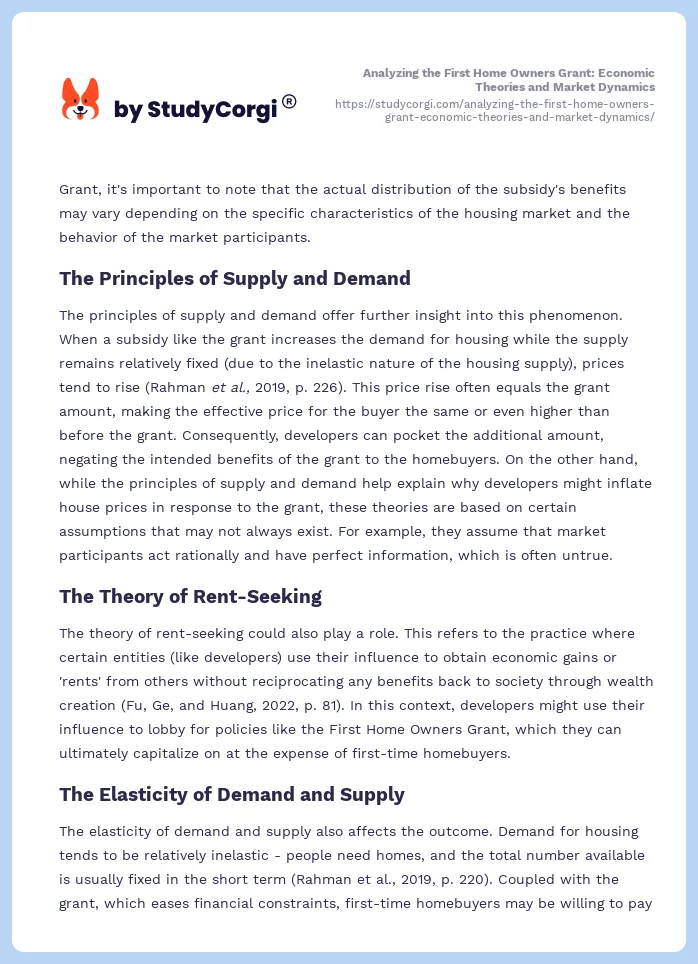 Analyzing the First Home Owners Grant: Economic Theories and Market Dynamics. Page 2