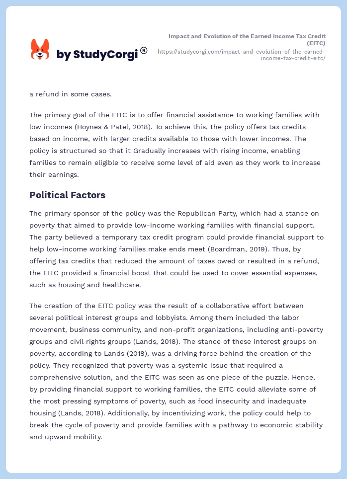 Impact and Evolution of the Earned Income Tax Credit (EITC). Page 2