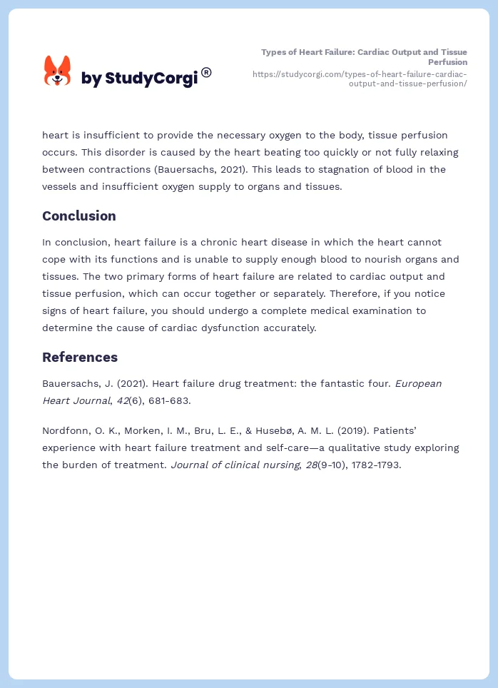 Types of Heart Failure: Cardiac Output and Tissue Perfusion. Page 2