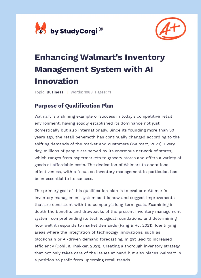 Enhancing Walmart's Inventory Management System with AI Innovation. Page 1