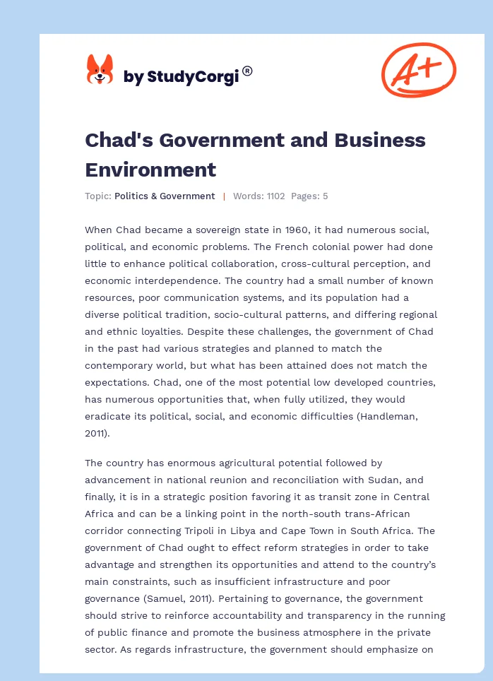 Chad's Government and Business Environment. Page 1