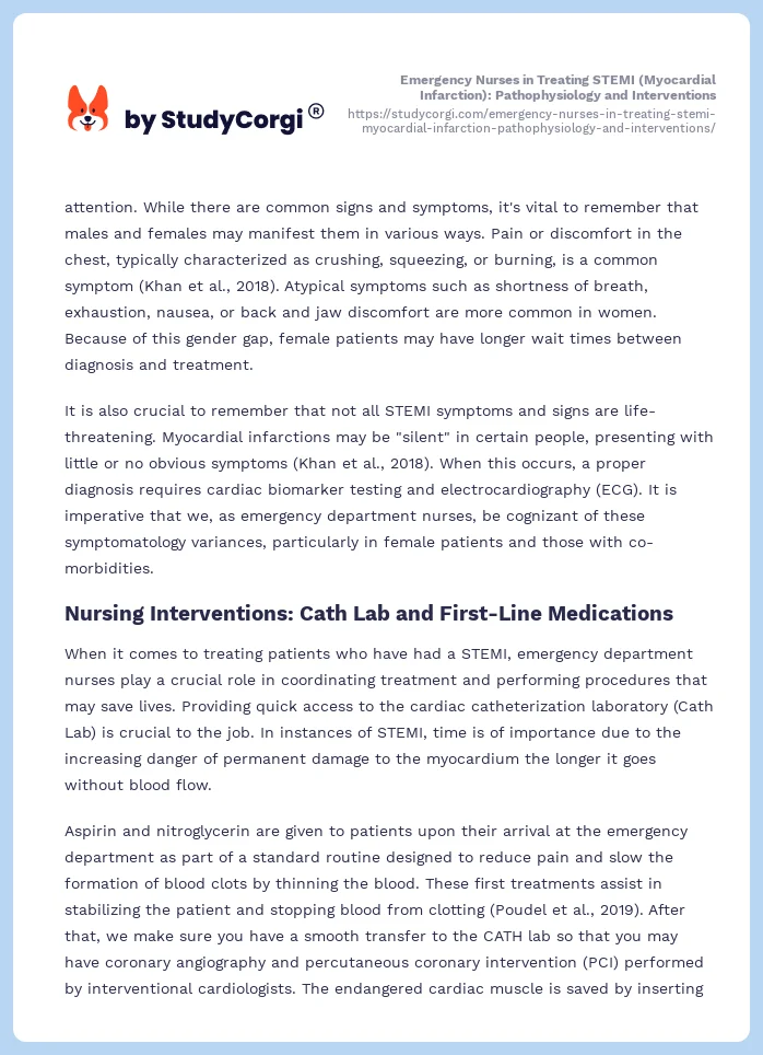 Emergency Nurses in Treating STEMI (Myocardial Infarction): Pathophysiology and Interventions. Page 2