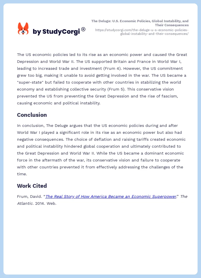 The Deluge: U.S. Economic Policies, Global Instability, and Their Consequences. Page 2