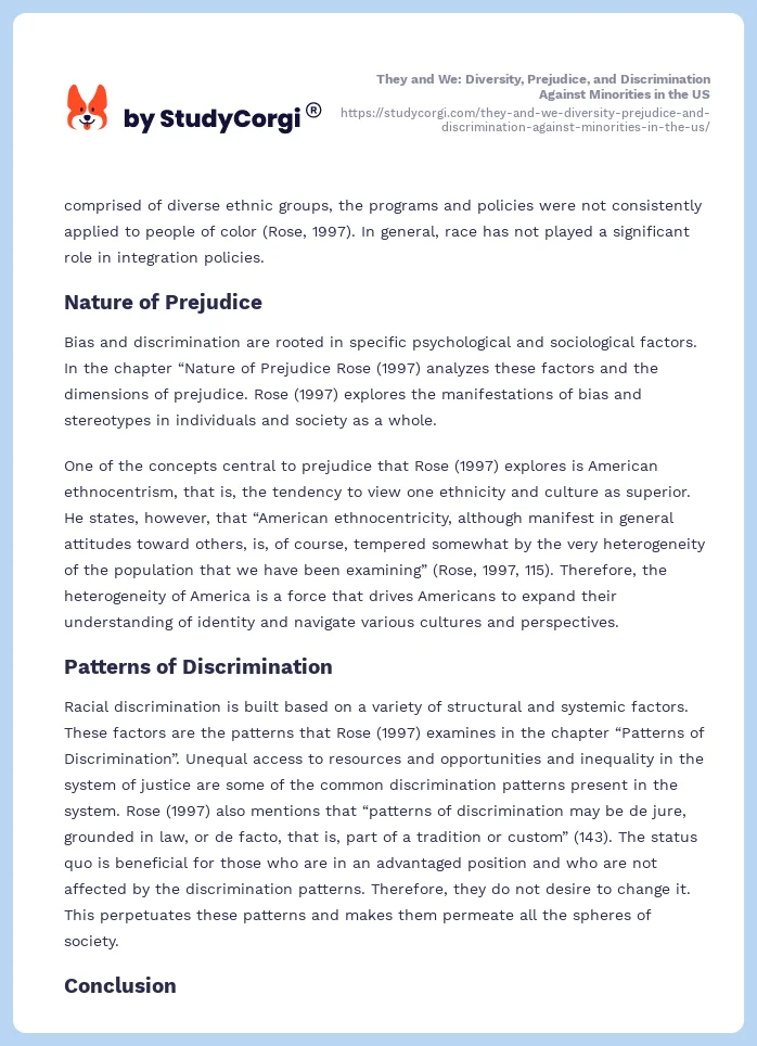 They and We: Diversity, Prejudice, and Discrimination Against Minorities in the US. Page 2