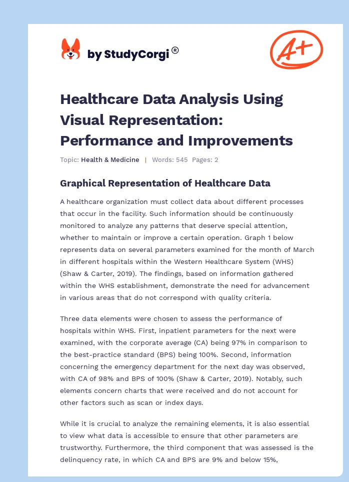 Healthcare Data Analysis Using Visual Representation: Performance and Improvements. Page 1