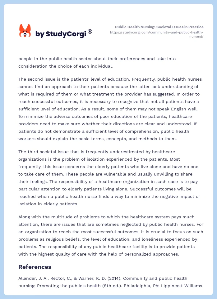 Public Health Nursing: Societal Issues in Practice. Page 2