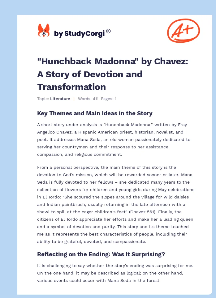 "Hunchback Madonna" by Chavez: A Story of Devotion and Transformation. Page 1