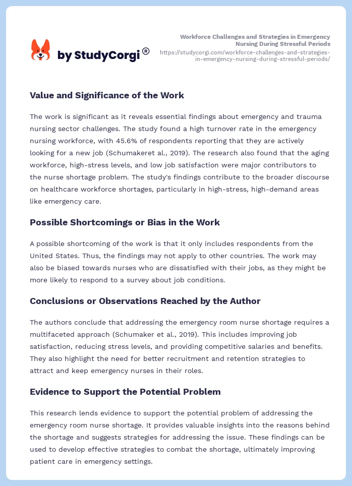 Workforce Challenges and Strategies in Emergency Nursing During Stressful Periods. Page 2