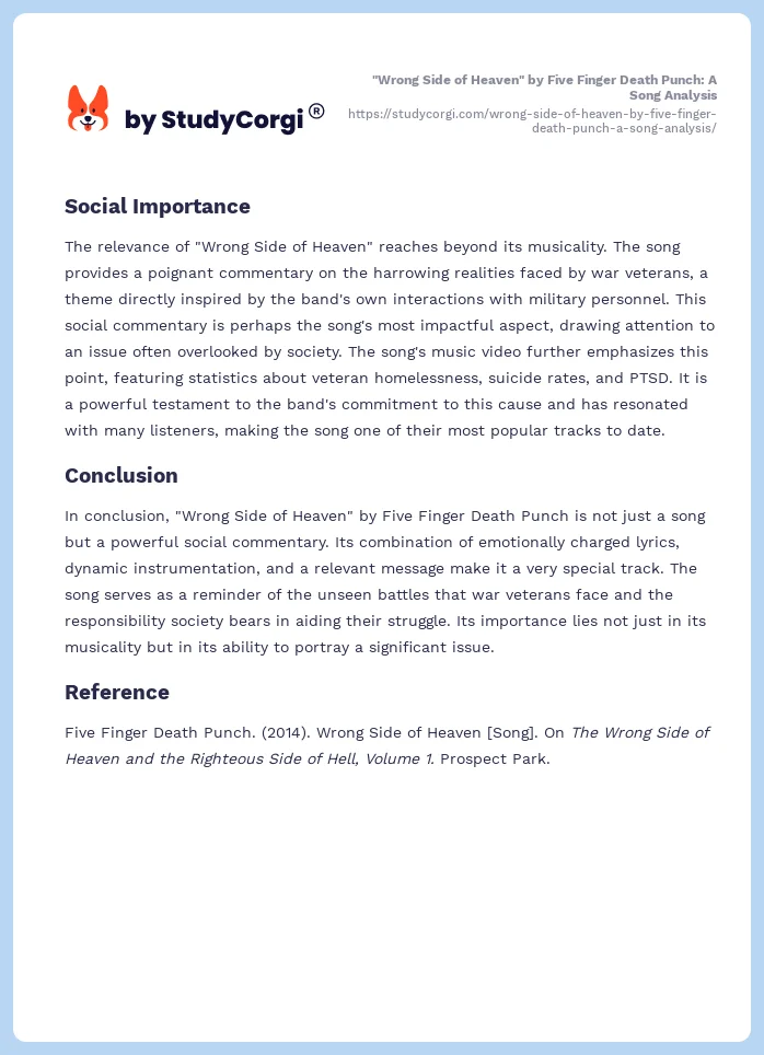 "Wrong Side of Heaven" by Five Finger Death Punch: A Song Analysis. Page 2