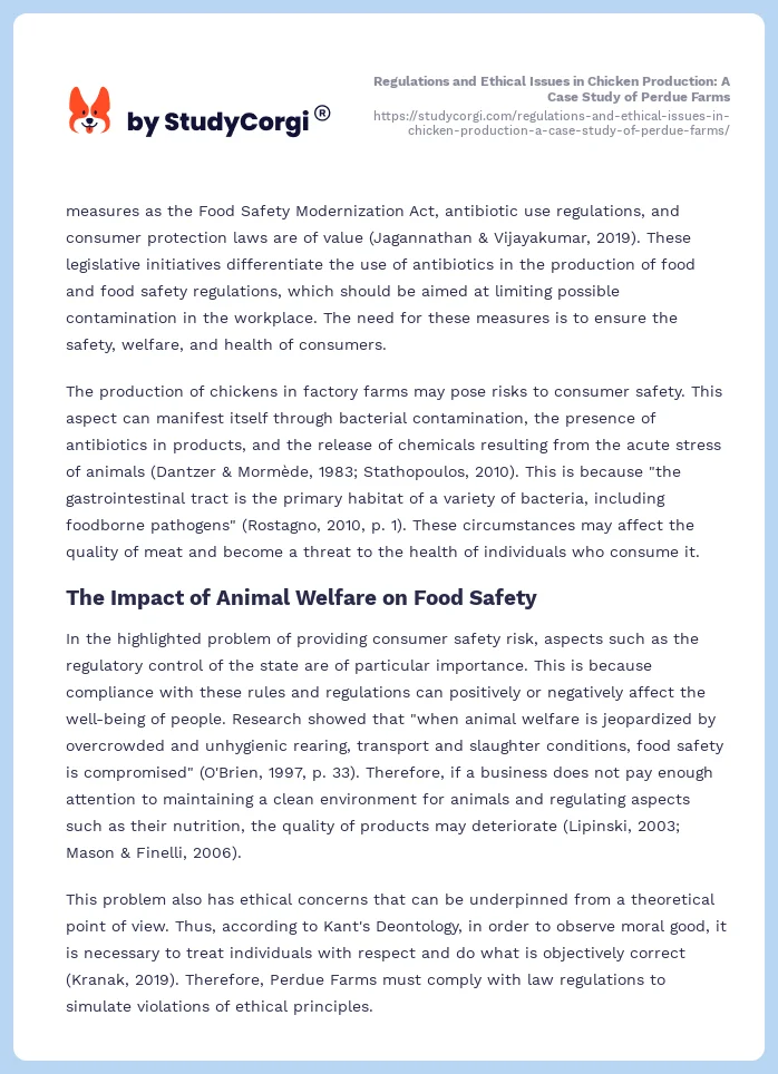 Regulations and Ethical Issues in Chicken Production: A Case Study of Perdue Farms. Page 2