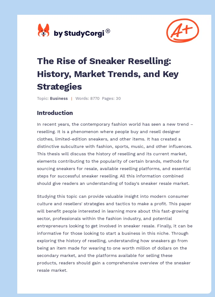 The Rise of Sneaker Reselling: History, Market Trends, and Key Strategies. Page 1