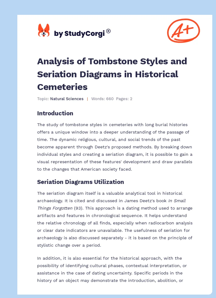 Analysis of Tombstone Styles and Seriation Diagrams in Historical Cemeteries. Page 1