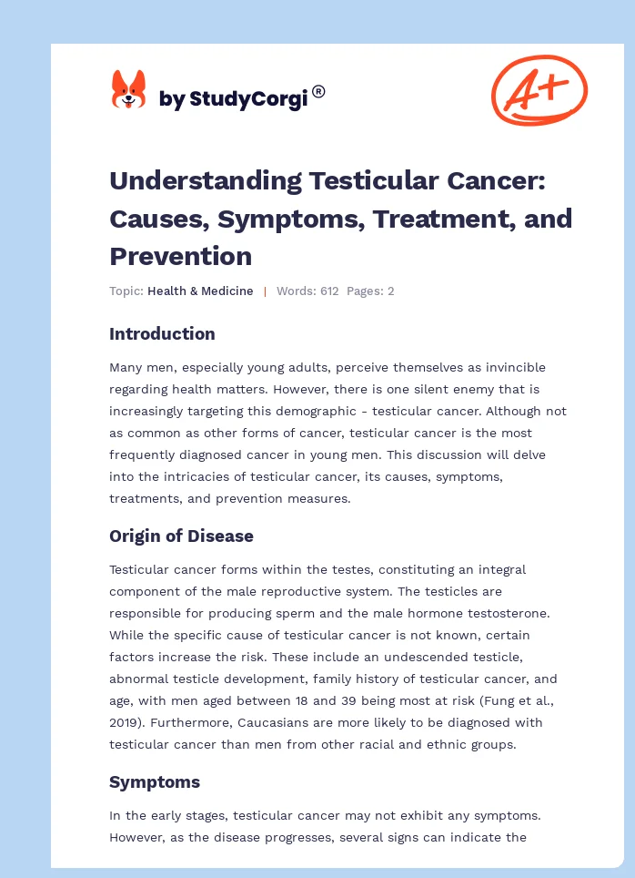 Understanding Testicular Cancer: Causes, Symptoms, Treatment, and Prevention. Page 1