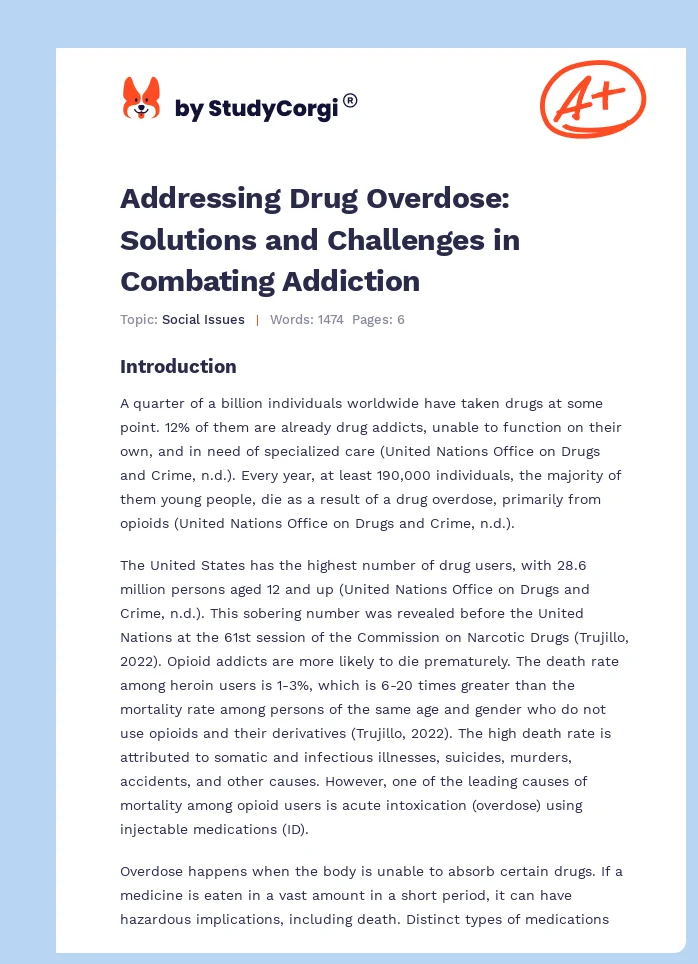 Addressing Drug Overdose: Solutions and Challenges in Combating Addiction. Page 1