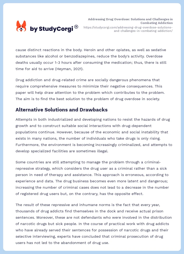 Addressing Drug Overdose: Solutions and Challenges in Combating Addiction. Page 2