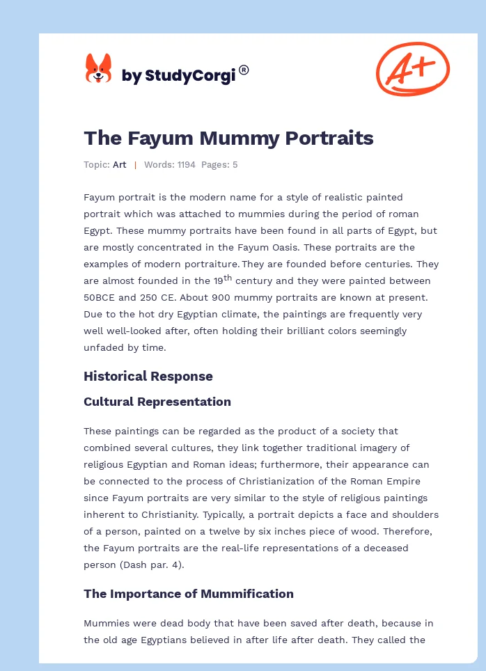 The Fayum Mummy Portraits. Page 1